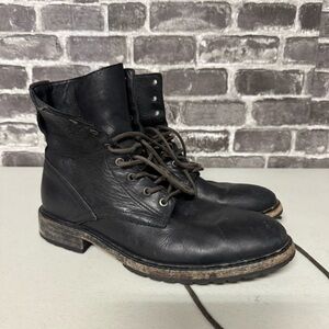 All Saints moto boots black lace up leather
